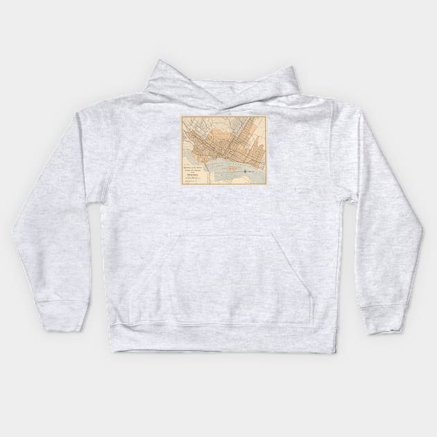 Vintage Map of Montreal (1906) Kids Hoodie by Bravuramedia